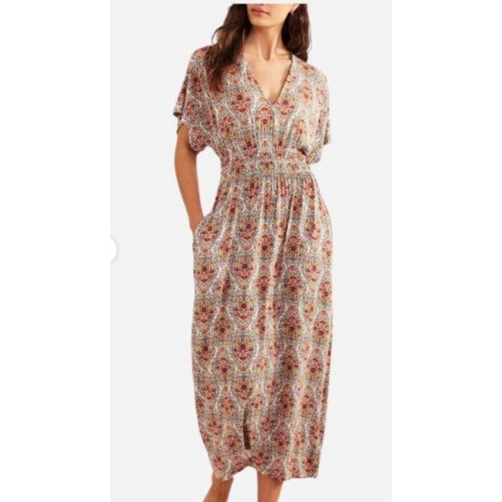 Boden Floral Maxi Dress Boho Cottagecore V-Neck Multicolor 6R